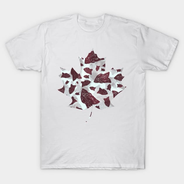 Red Begonia Leaves floral vintage pattern T-Shirt by cesartorresart